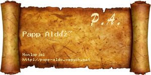 Papp Aldó névjegykártya